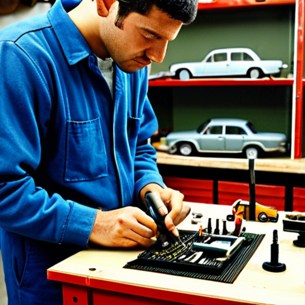 미니카 조립 공구 추천 - **
"A well-lit workshop scene featuring a clean workbench. A craftsman, dressed in modest work clot...