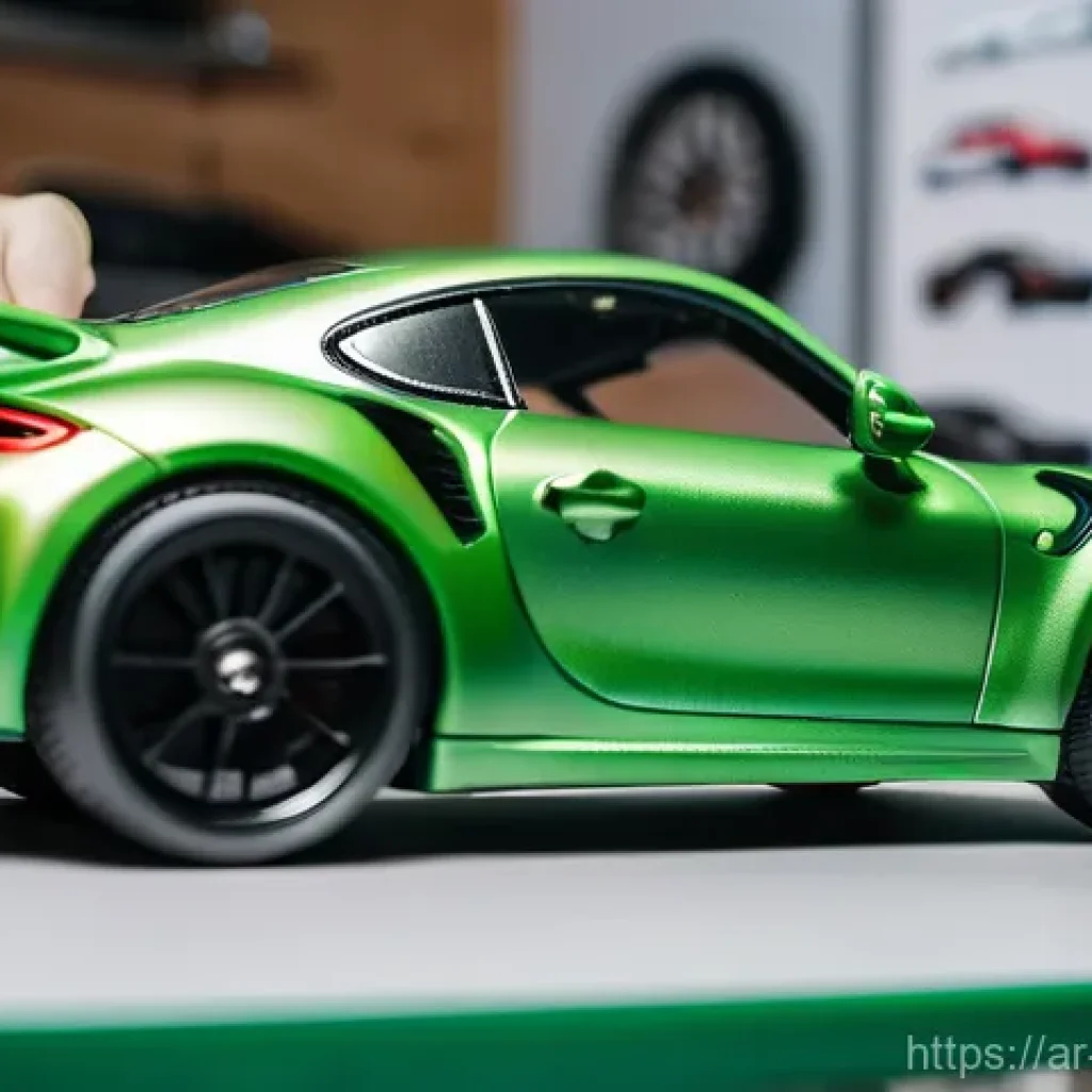 미니카와 3D 프린터 활용 - **Prompt:** A close-up shot of a passionate miniature car enthusiast, with a brightly lit 3D printer...