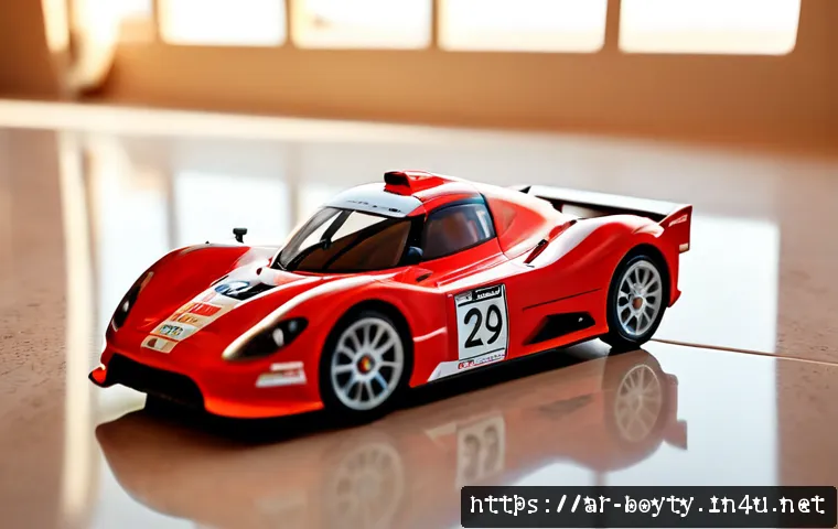 미니카 애니메이션 캐릭터 - Photorealistic miniature red racing car character with friendly expressive eyes integrated into the ...